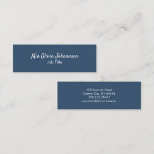 Minimalistische Serious Blue Mini Business Card Visitenkarte