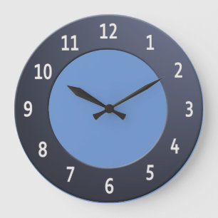 Minimalistische Shiny Blue Metallic mit weißen Zi Große Wanduhr