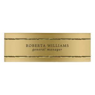 Minimalistische Shiny Gold und Black Streifen Namenschild