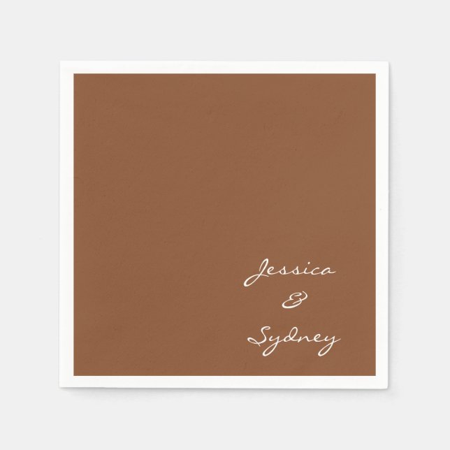 Minimalistische Sienna Brown Script Wedding Custom Serviette (Vorderseite)