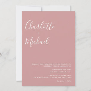 Minimalistische Signaturschrift Hochzeit Dusty Ros Einladung