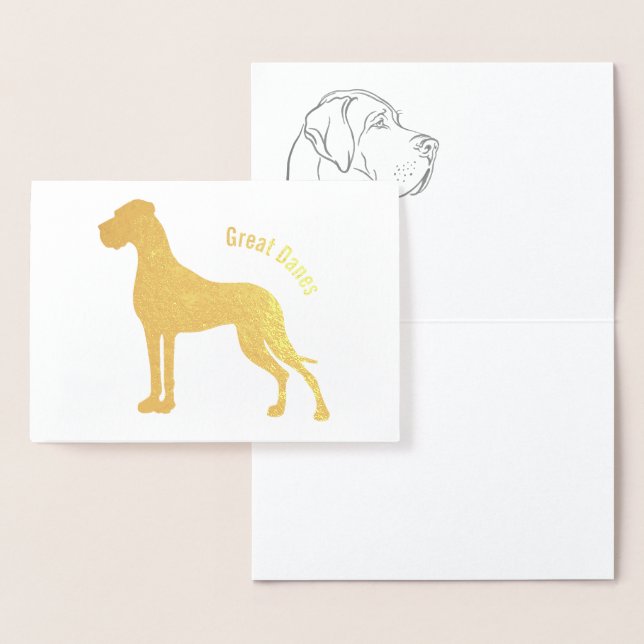 Minimalistische Silberfolie Great Danes Karten (Anzeige)