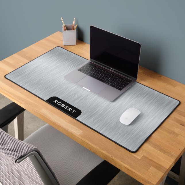 Minimalistische silbergraue bürstenförmige Alumini Schreibtischunterlage (Büro 2)