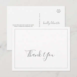 Minimalistische silberne Hochzeits-Dankeskarten-Po Postkarte