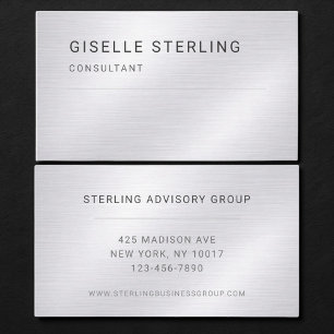 Minimalistische silberne metallische professionell visitenkarte