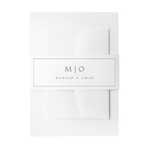 Minimalistische silberne Monogramm-Hochzeitseinlad Einladungsbanderole