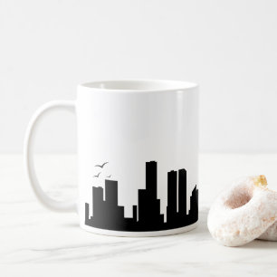 Minimalistische Silhouette der Stadt Kaffeetasse