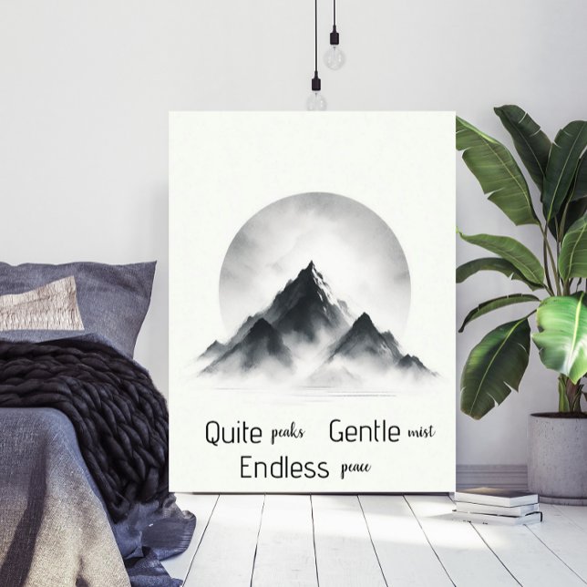 Minimalistische Silhouette des nebligen Berges Wan Poster (Von Creator hochgeladen)