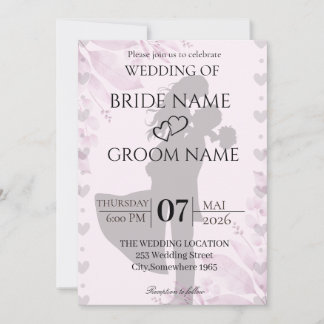 Minimalistische Silhouette Hochzeitseinladung Einladung