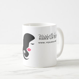 Minimalistische Silhouette Schwarzer Schönheitssal Tasse
