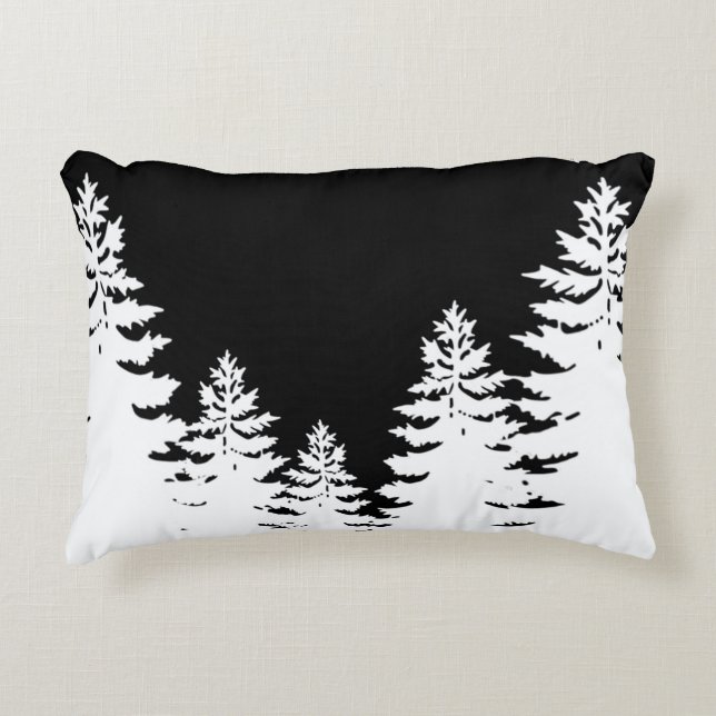 Minimalistische Silhouette von Kiefern Dekokissen (Vorderseite)