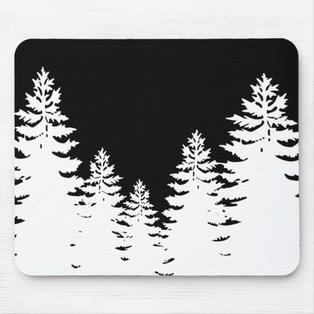 Minimalistische Silhouette von Kiefern Mousepad (Vorne)