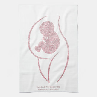 Minimalistische Silhouette von Mutter und Baby Geschirrtuch