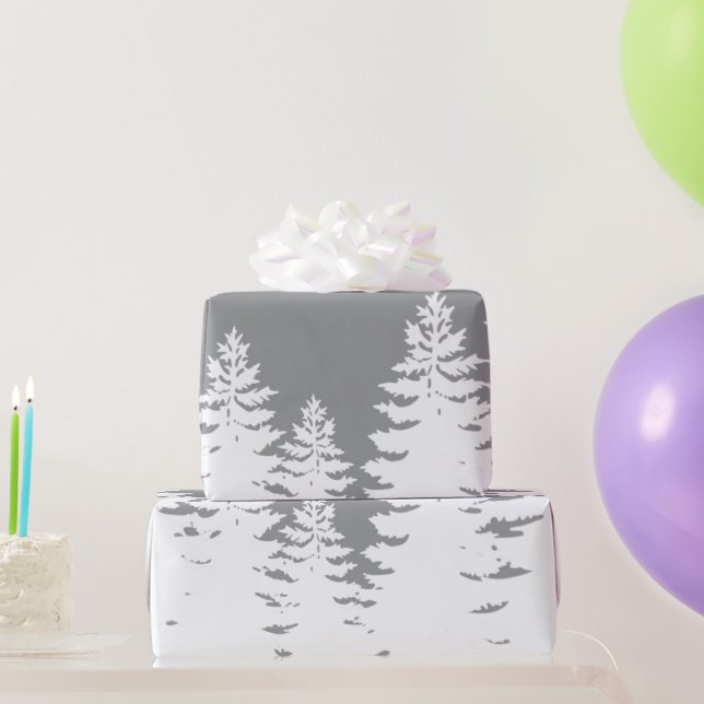 Minimalistische Silhouette von Pinienbäumen       Geschenkpapier (Partygeschenke)