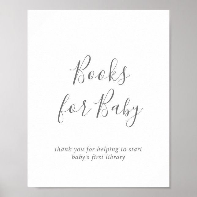 Minimalistische Silver Baby Duschbücher für Babysi Poster (Vorne)