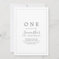 Minimalistische Silver First Birthday Party Einlad