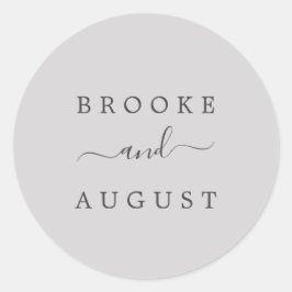 Minimalistische Silver Gray Wedding Umschlag Aufkl Runder Aufkleber
