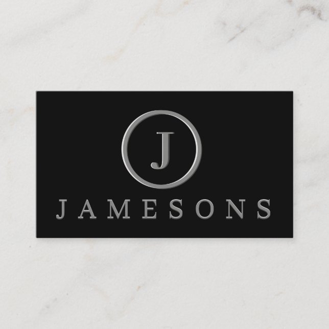 Minimalistische Silver Monogram Logo-Embossed Effe Visitenkarte (Vorderseite)