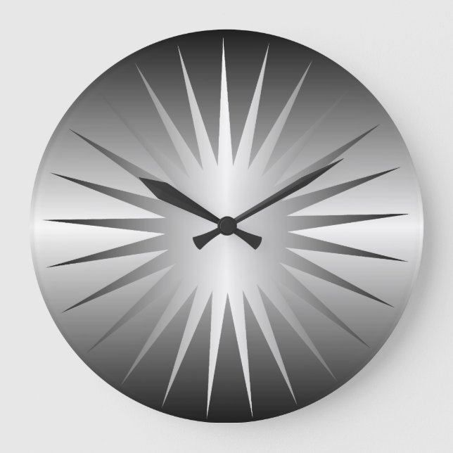 Minimalistische Silver Star-Wall-Uhr Große Wanduhr (Vorderseite)