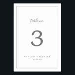 Minimalistische Silver Tischnummer<br><div class="desc">Diese minimalistische silberne Tischnummer ist perfekt für eine einfache Hochzeit. Das moderne romantische Design besticht durch klassische silbergraue und weiße Typografie gepaart mit einer rustikalen und eleganten Kalligraphie mit Vintagem handgeschriebenem Stil. Anpassbar in jeder Farbe. Behalt das Design einfach und elegant, wie es ist, oder personalisiere es durch Hinzufügen von...</div>