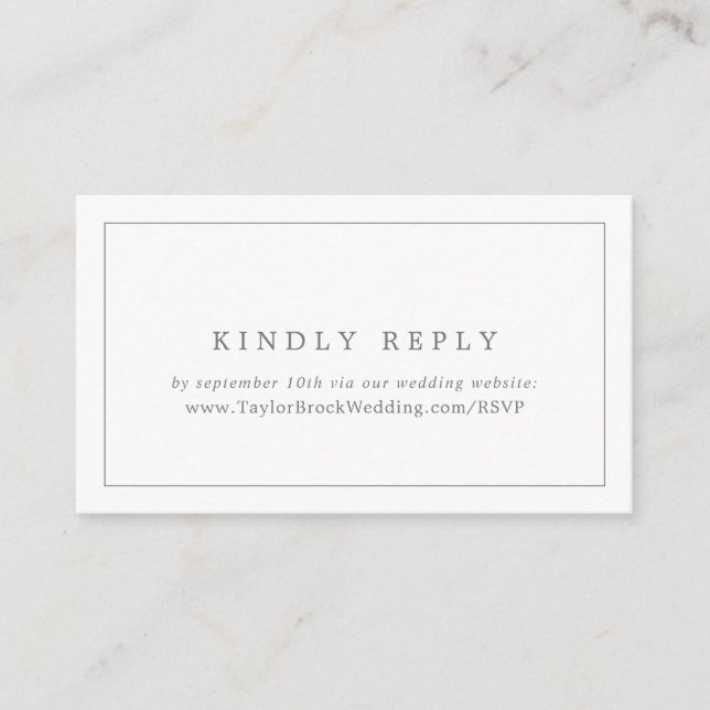 Minimalistische Silver Typografy Wedding Website U Begleitkarte (Vorderseite)