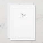 Minimalistische Silver Wedding Advice Card Hinweiskarte<br><div class="desc">Diese minimalistisch silberne Hochzeitsratenkarte ist perfekt für eine einfache Hochzeit und kann für jede Veranstaltung verwendet werden. Das moderne romantische Design besticht durch klassische silbergraue und weiße Typografie gepaart mit einer rustikalen und eleganten Kalligraphie mit Vintagem handgeschriebenem Stil. Anpassbar in jeder Farbe. Behalt das Design einfach und elegant, wie es...</div>