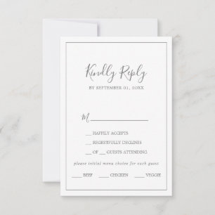 Minimalistische Silver Wedding Menu (RSVP-Karte) RSVP Karte