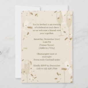 Minimalistische Silvester-Einladung mit Champagner Einladung