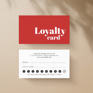 Minimalistische Simple Red White Bold Loyalty Card Treuekarte