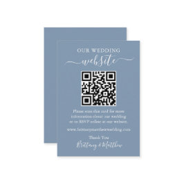 Minimalistische Simple Wedding Website QR Dusty Bl Begleitkarte