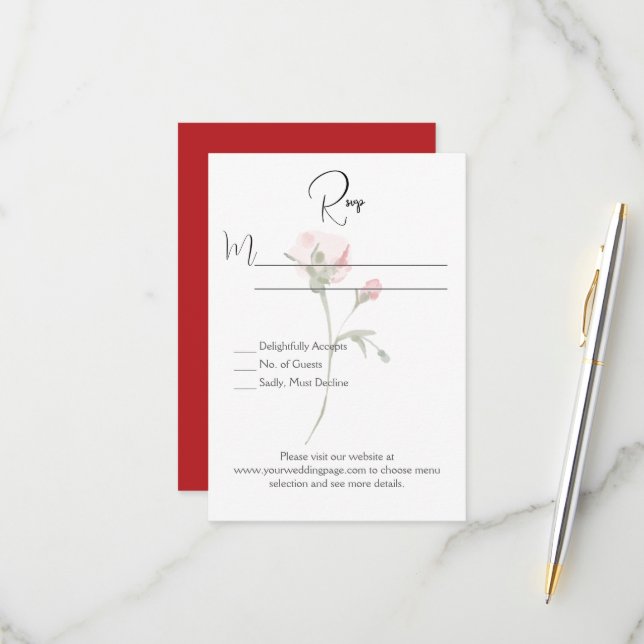 Minimalistische Single Stechfloralkarte RSVP Karte (Vorderseite/Rückseite Beispiel)