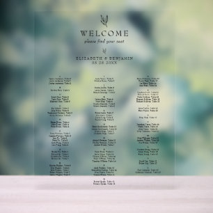 Minimalistische Sitzordnung Hochzeit Alphabetisch Acrylschild