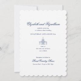 Minimalistische Sketch Bridal Bouquet Hochzeit mit Einladung