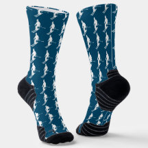 Minimalistische Skifahrer Winter Pattern Navy Blue