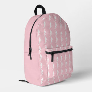 Minimalistische Skifahrer Wintermuster Rosa Bedruckter Rucksack