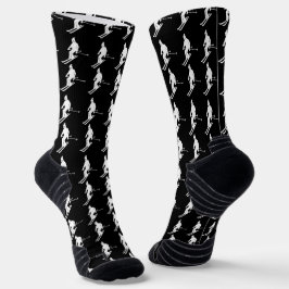 Minimalistische Skifahrer Wintermuster Schwarz Socken