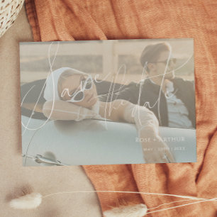 Minimalistische Skript Flach Save-the-Date Karte