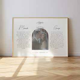 Minimalistische Skript-Hochzeitsgelübde mit Foto-T Poster