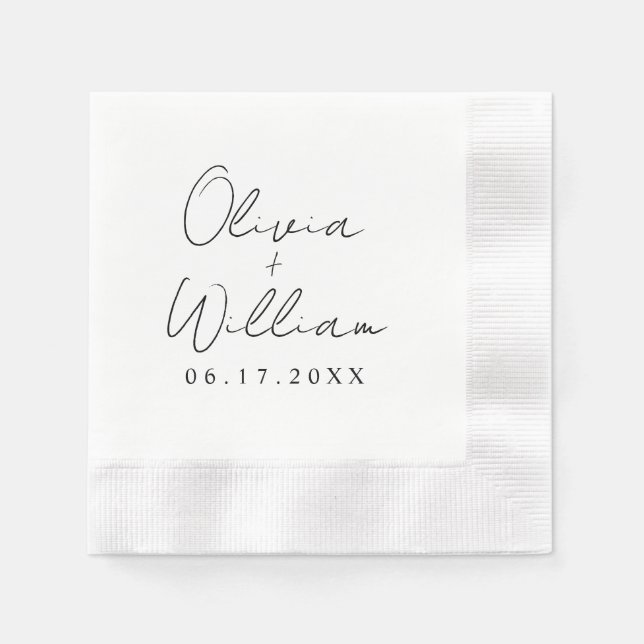 Minimalistische Skriptbride-Namen Serviette (Vorderseite)