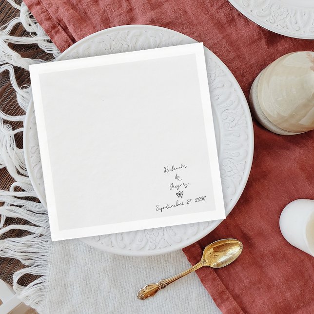 Minimalistische Skripthandschrift Schriftliche Typ Serviette (Minimalist Script Hand Written Typography Wedding Napkins)