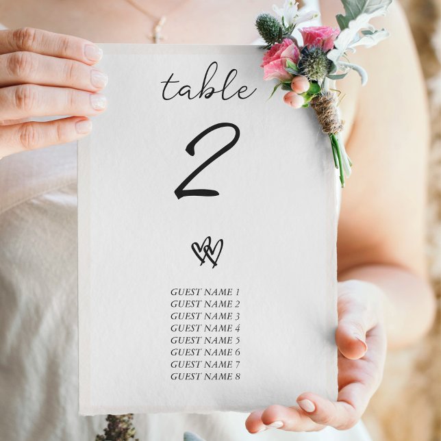 Minimalistische Skripthandschrift Schriftliche Typ Tischnummer (Minimalist Script Hand Written Typography Wedding Table Number)
