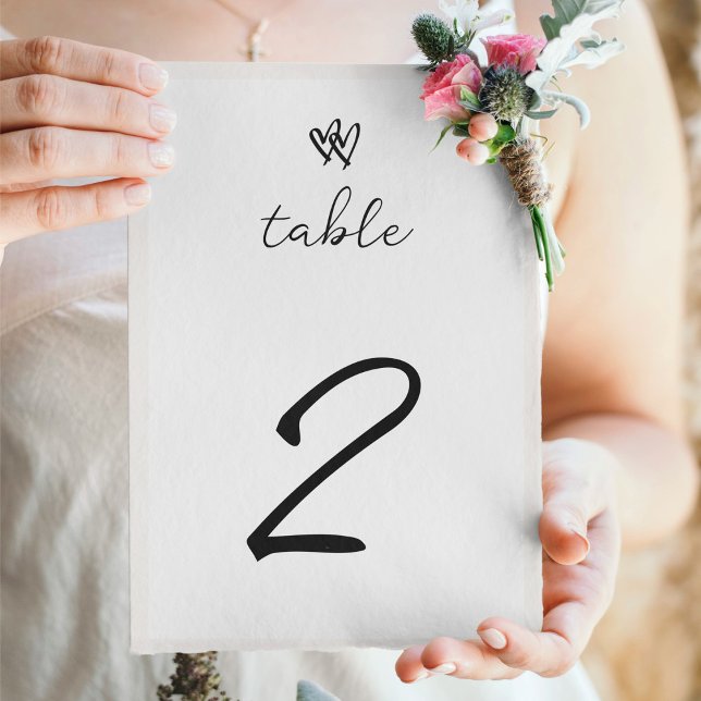 Minimalistische Skripthandschrift Schriftliche Typ Tischnummer (Minimalist Script Hand Written Typography Wedding Table Number)