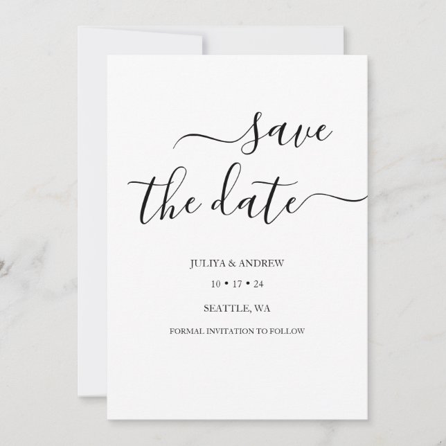 Minimalistische Skripthochzeit speichern Sie die D Save The Date (Vorderseite)