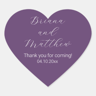 Minimalistische Skriptkalligrafie Lila Favoriten Herz-Aufkleber