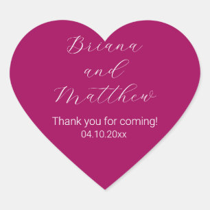 Minimalistische Skriptkalligrafie Magenta Favors Herz-Aufkleber
