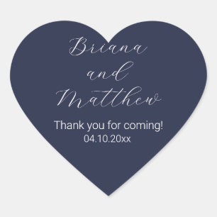 Minimalistische Skriptkalligrafie Navy Blue Favori Herz-Aufkleber