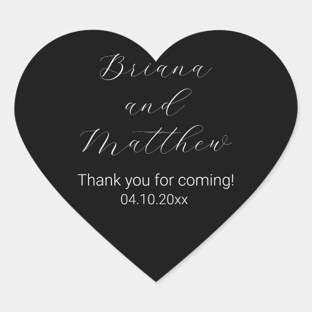 Minimalistische Skriptkalligrafie Schwarz-weiße Fa Herz-Aufkleber (Vorderseite)