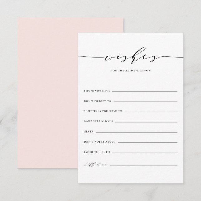 Minimalistische Skriptwünsche für Braut und Bräuch Hinweiskarte (Vorne/Hinten)