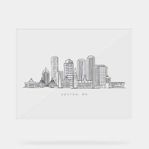 Minimalistische Skyline-Illustration in Boston Cit Acrylschild