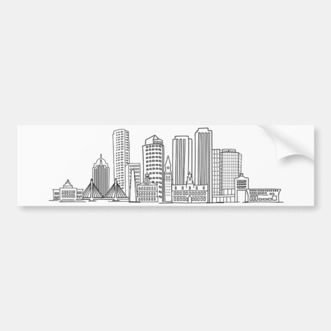 Minimalistische Skyline-Illustration in Boston Cit Autoaufkleber (Vorne)